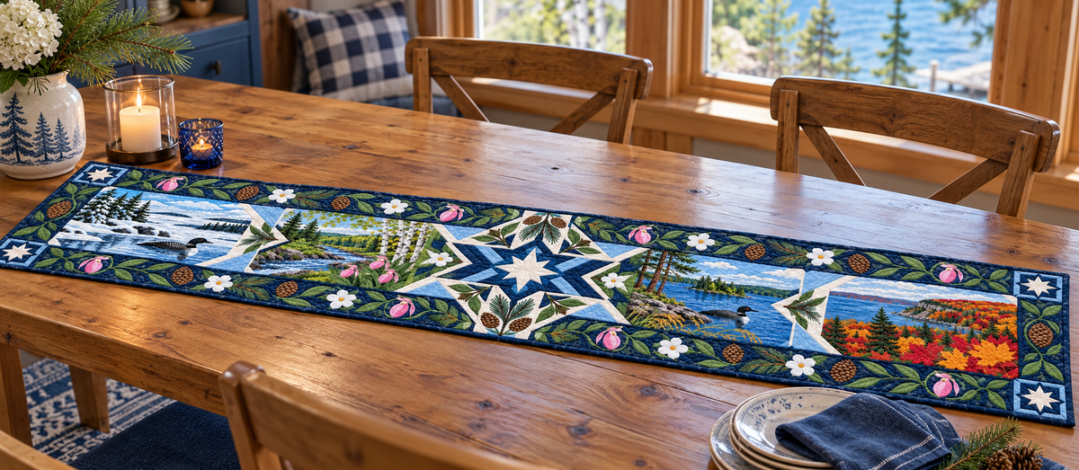 Minnesota Four Seasons Quilted Table Runner — Indoor