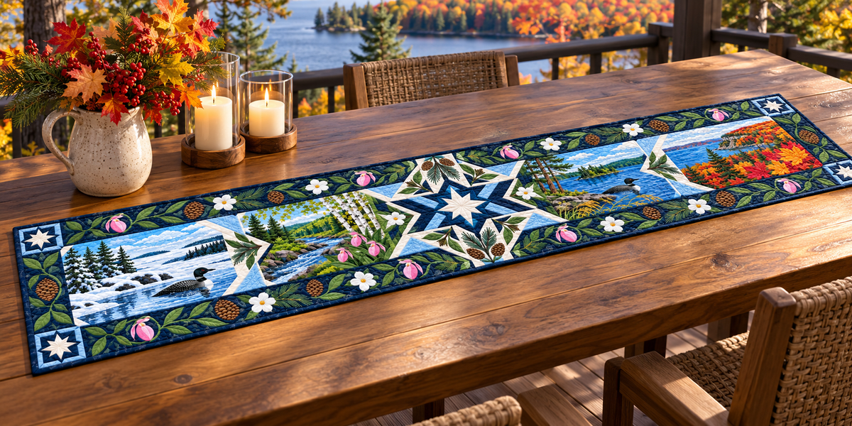 Minnesota Four Seasons Quilted Table Runner — Outdoor