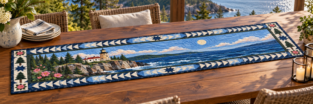 Minnesota Split Rock Light Quilted Table Runner — Outdoor