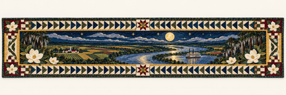Mississippi Delta River Nocturne Quilted Table Runner — Runner Design