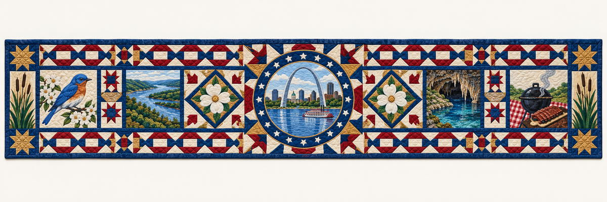 Missouri Celebration In Cloth Quilted Table Runner — Runner Design