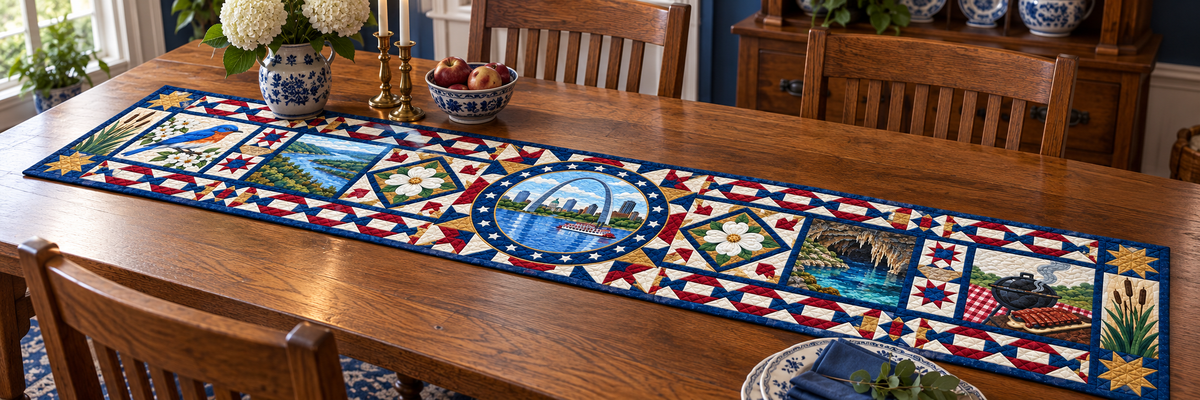 Missouri Celebration In Cloth Quilted Table Runner — Indoor
