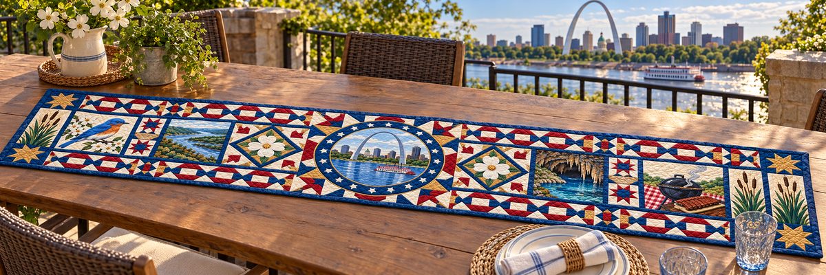 Missouri Celebration In Cloth Quilted Table Runner — Outdoor