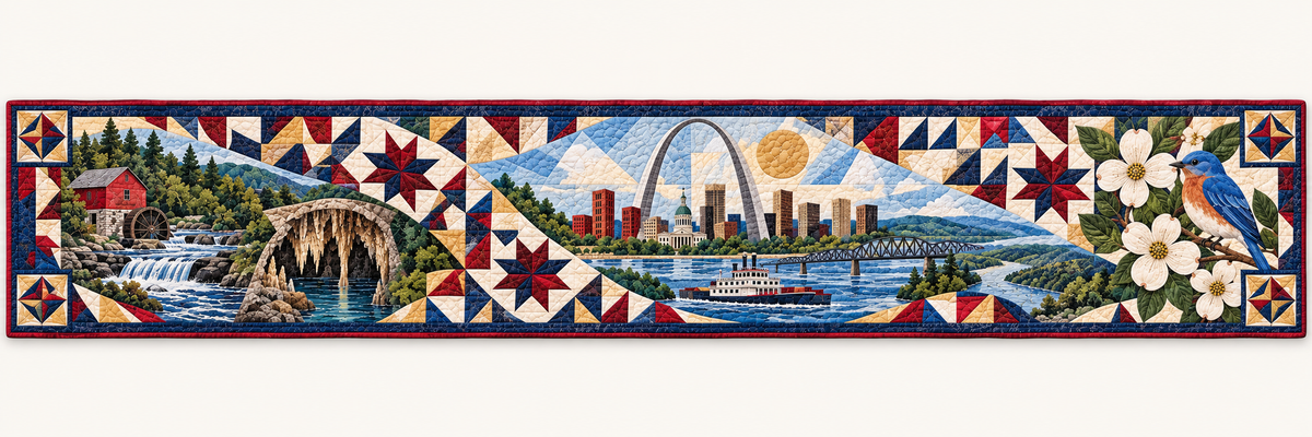 Missouri Mosaic Horizons Quilted Table Runner — Runner Design