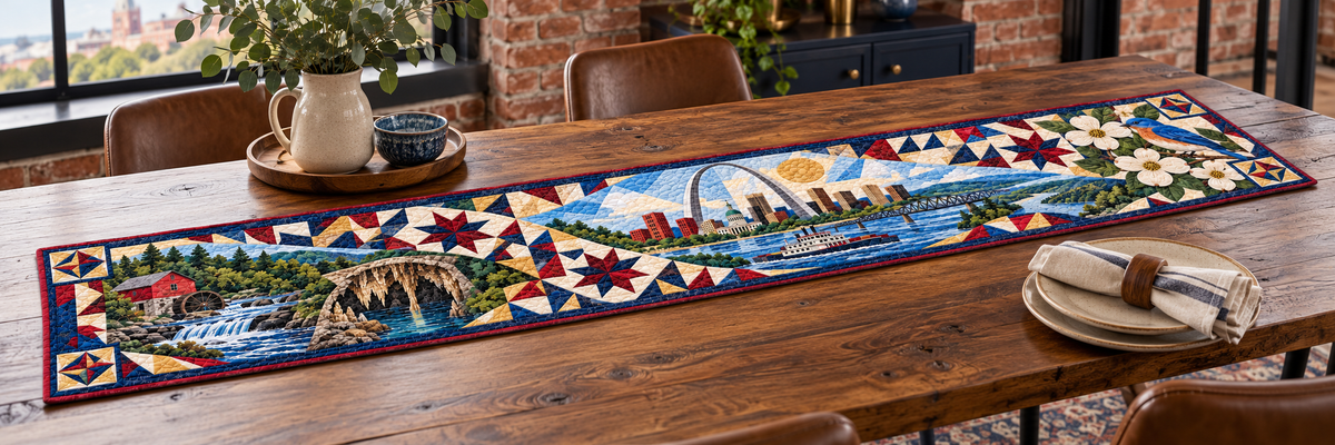 Missouri Mosaic Horizons Quilted Table Runner — Indoor
