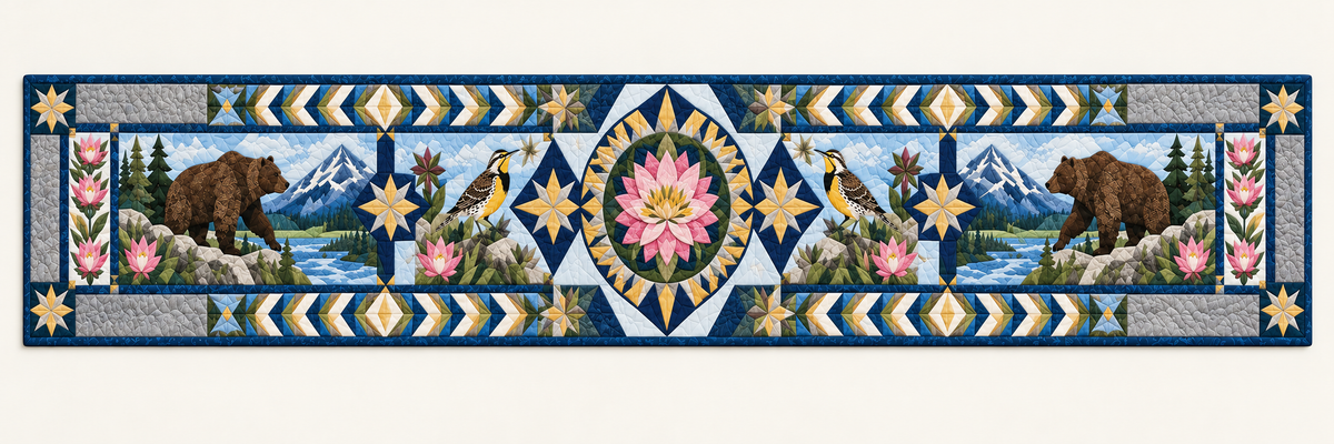 Montana Bitterroot Treasure Quilted Table Runner — Runner Design