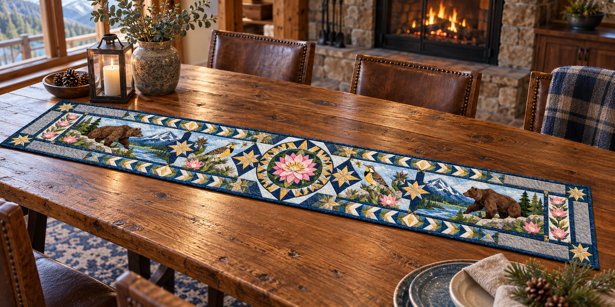 Montana Bitterroot Treasure Quilted Table Runner — Indoor