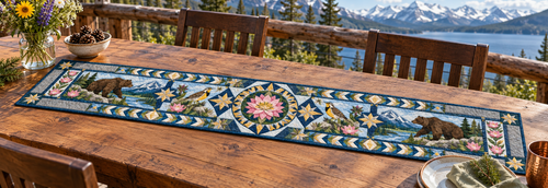 Montana Bitterroot Treasure Quilted Table Runner — Outdoor