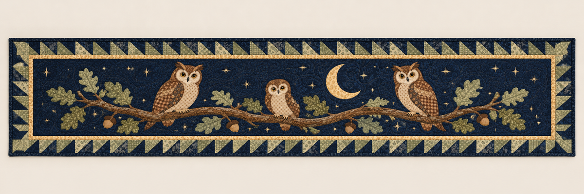Moonlit Owls Quilted Table Runner — Runner Design