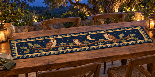 Moonlit Owls Quilted Table Runner — Outdoor