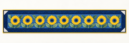 Navy Sunflower Quilted Table Runner — Runner Design