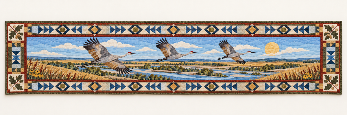 Nebraska Platte River Wings Quilted Table Runner — Runner Design