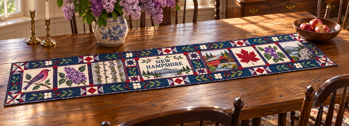 New Hampshire Granite State Home Quilted Table Runner — Indoor