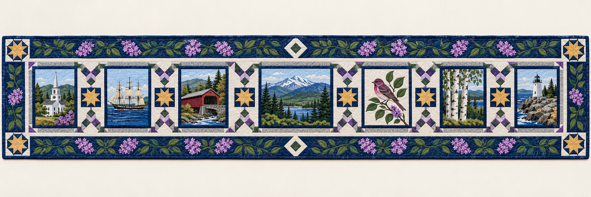 New Hampshire Landmark Windows Quilted Table Runner — Runner Design