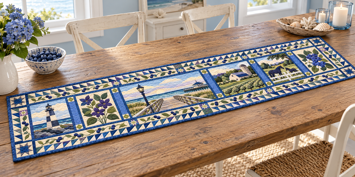 New Jersey Boardwalk To Orchard Quilted Table Runner — Indoor