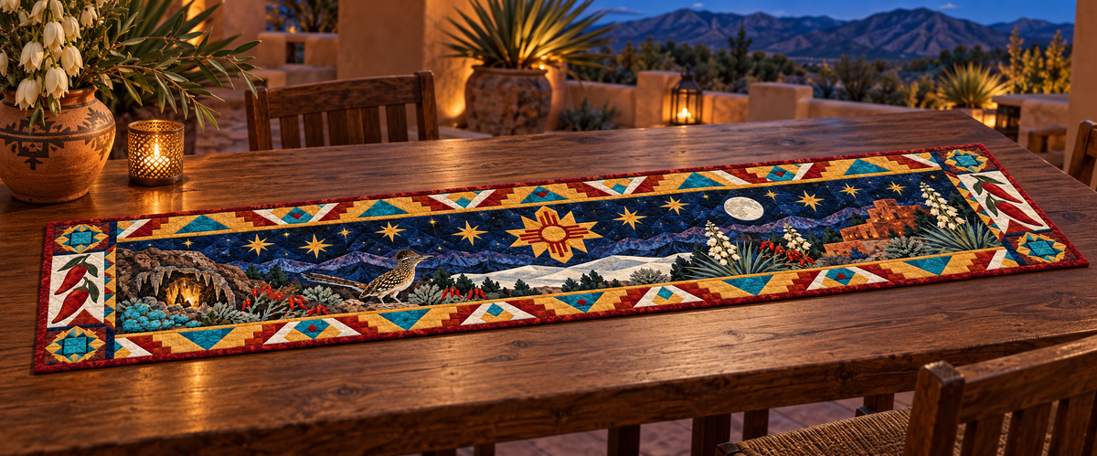 New Mexico Night Garden Quilted Table Runner — Outdoor
