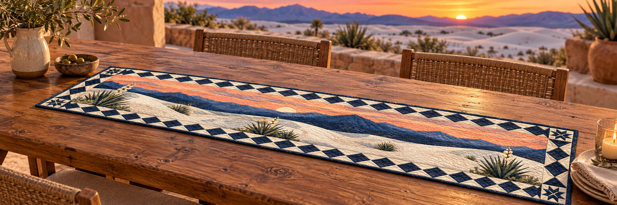 New Mexico White Sands Reverie Quilted Table Runner — Outdoor