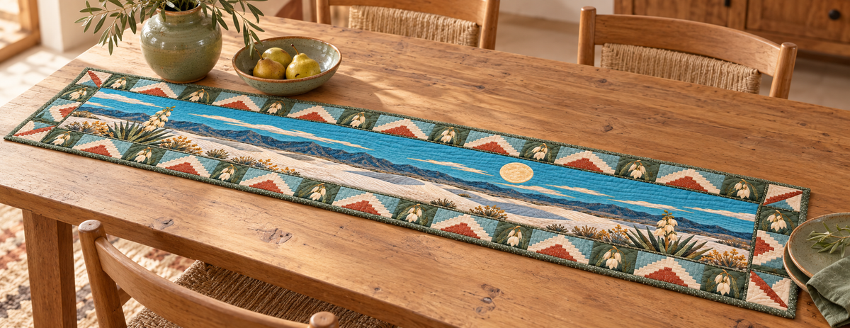 New Mexico Yucca Moon Sands Quilted Table Runner — Indoor