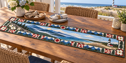 North Carolina Blue Ridge To The Banks Quilted Table Runner — Outdoor