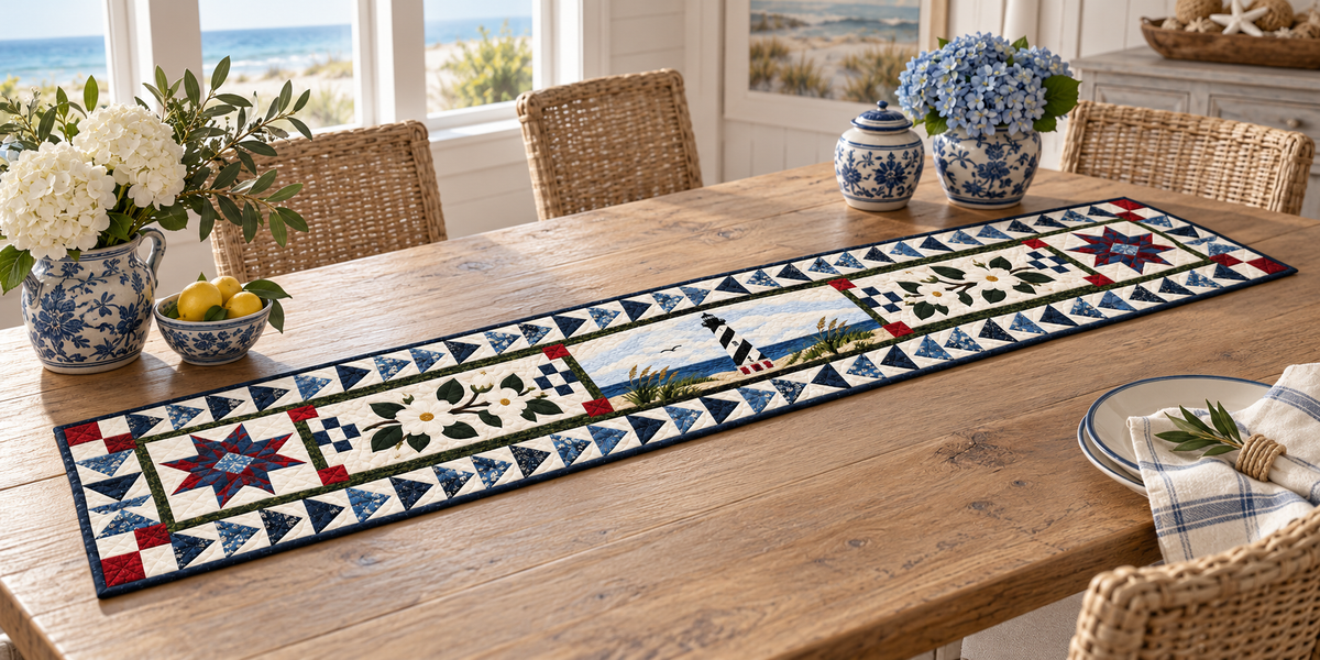 North Carolina Hatteras Spiral Quilted Table Runner — Indoor