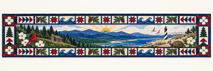 North Carolina Landscape Tapestry Quilted Table Runner — Runner Design