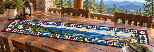 North Carolina Landscape Tapestry Quilted Table Runner — Outdoor