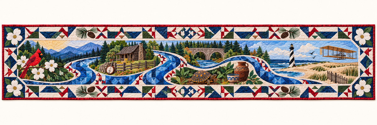 North Carolina River Of Stories Quilted Table Runner — Runner Design