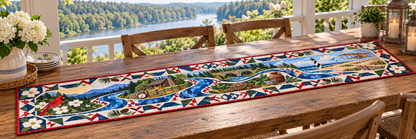 North Carolina River Of Stories Quilted Table Runner — Outdoor