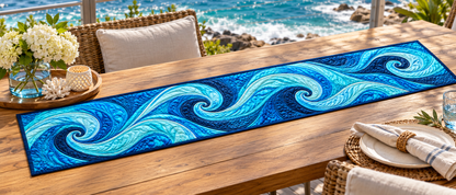 Ocean Curl Quilted Table Runner — Outdoor