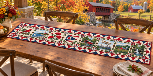 Ohio Heritage Album Quilted Table Runner — Outdoor