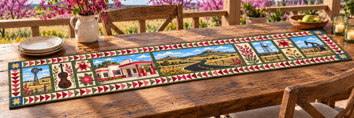 Oklahoma Mother Road Music Quilted Table Runner — Outdoor