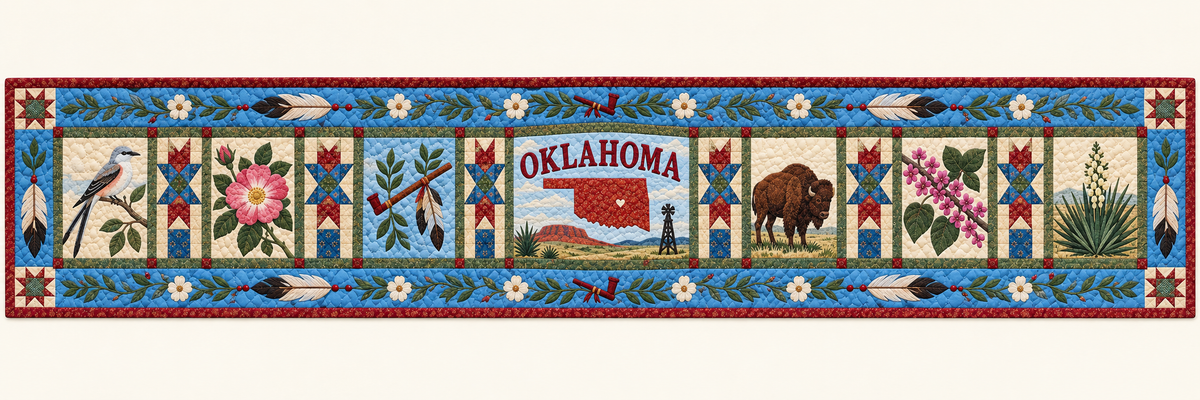 Oklahoma Sooner State Sampler Quilted Table Runner — Runner Design