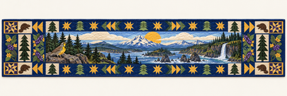Oregon Landscape Tapestry Quilted Table Runner — Runner Design