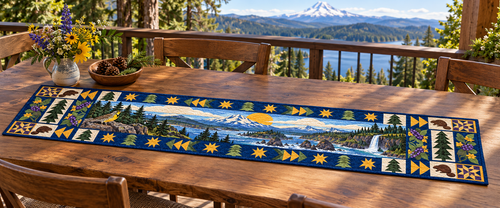 Oregon Landscape Tapestry Quilted Table Runner — Outdoor