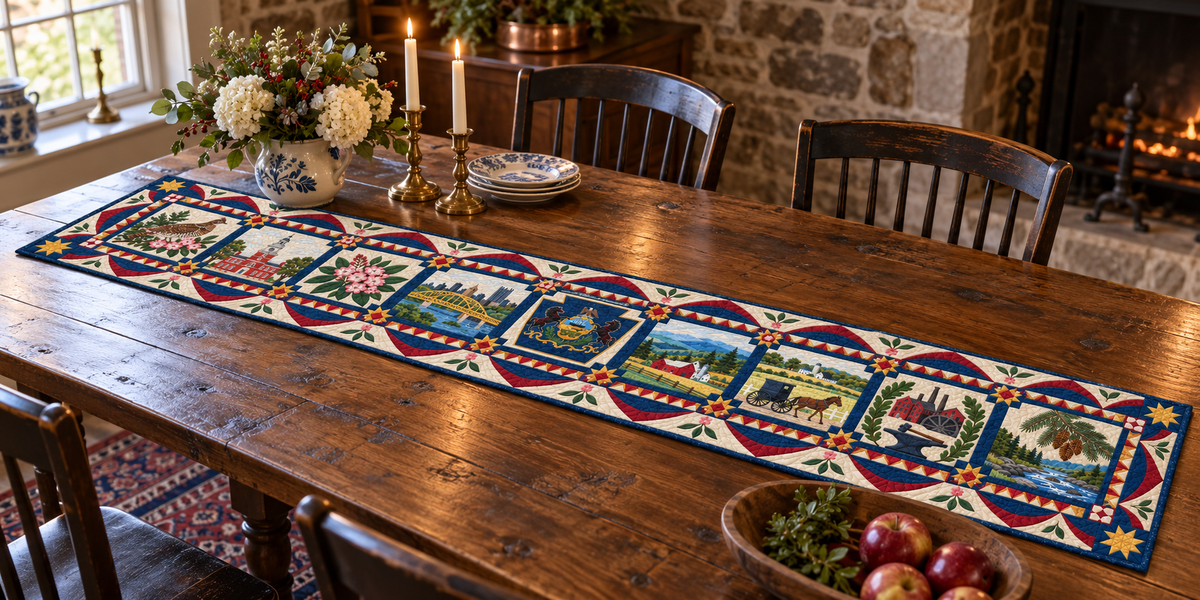 Pennsylvania Heritage Album Quilted Table Runner — Indoor