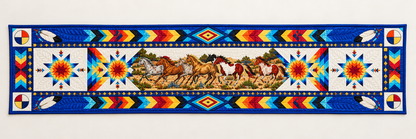 Rainbow Star And Running Horses Quilted Table Runner — Runner Design