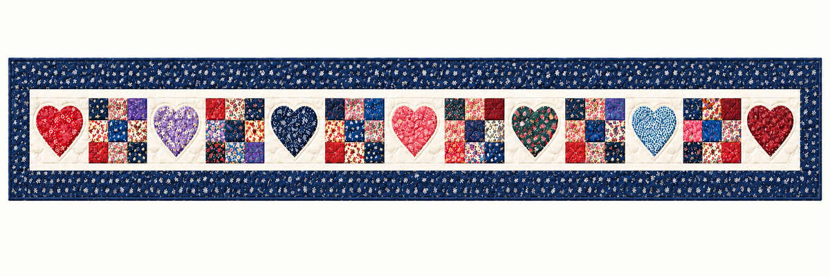 Scrapbook Hearts Quilted Table Runner — Runner Design