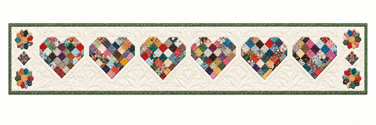 Scrappy Candy Hearts Quilted Table Runner — Runner Design