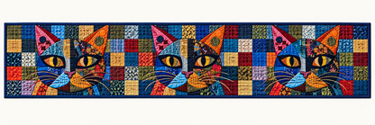 Scrappy Cat Portrait Quilted Table Runner — Runner Design