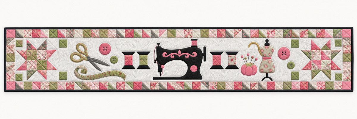 Sewing Room Keepsake Quilted Table Runner — Runner Design