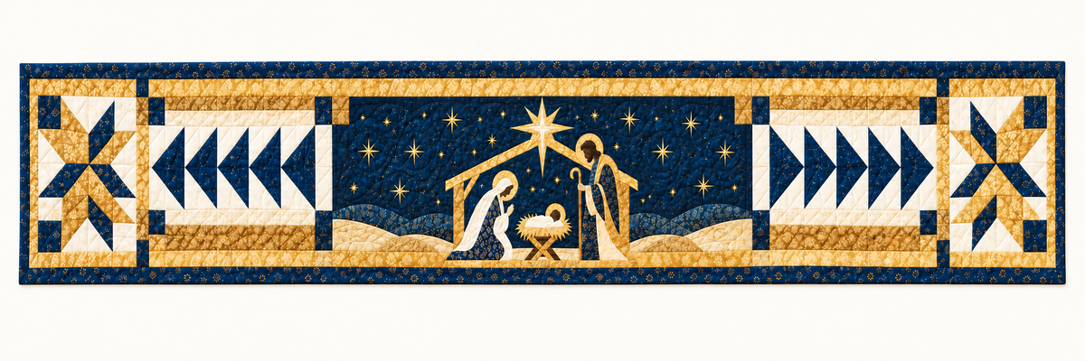 Silent Night Nativity Quilted Table Runner — Runner Design