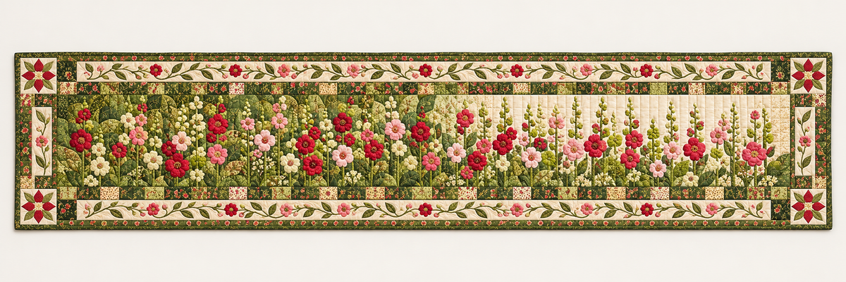 Soft Cottage Flower Meadow Quilted Table Runner — Runner Design