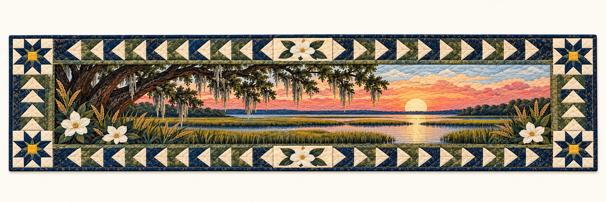 South Carolina Lowcountry Gold Quilted Table Runner — Runner Design