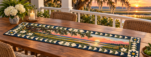 South Carolina Lowcountry Gold Quilted Table Runner — Outdoor