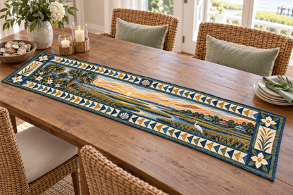 South Carolina Lowcountry Tidal Garden Quilted Table Runner — Indoor