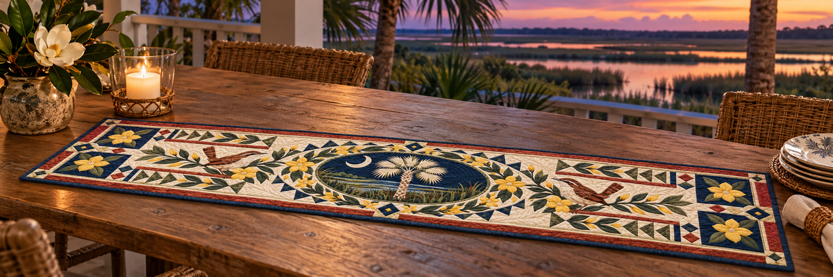 South Carolina Palmetto Hope Quilted Table Runner — Outdoor