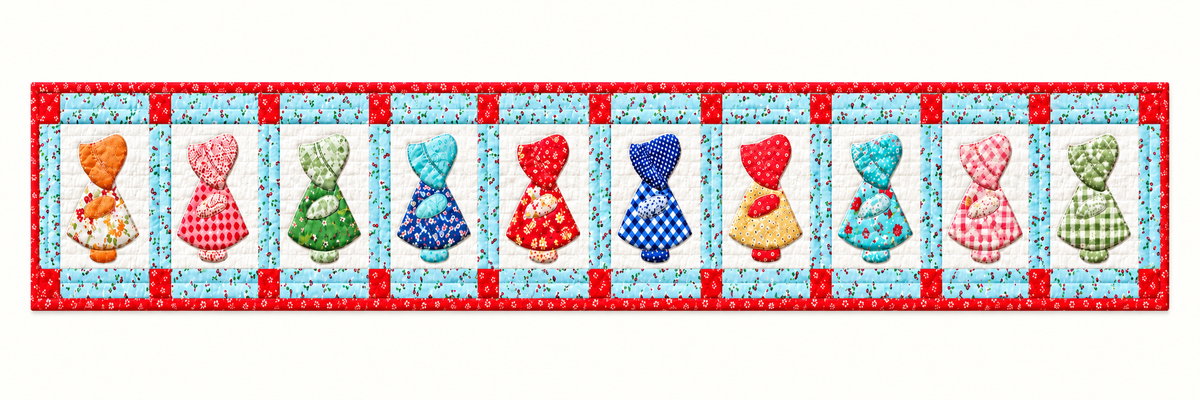 Sunbonnet Patchwork Garden Quilted Table Runner — Runner Design
