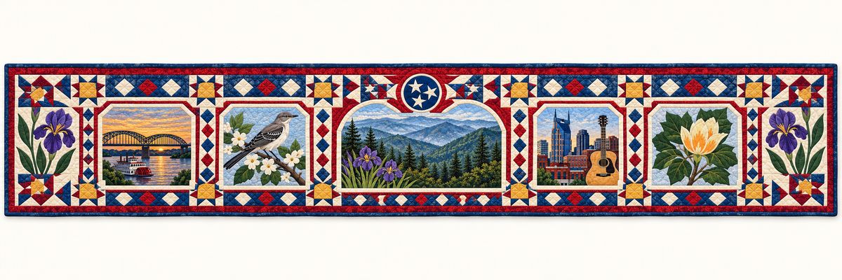 Tennessee Landmark Windows Quilted Table Runner — Runner Design