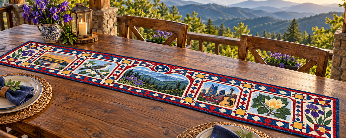 Tennessee Landmark Windows Quilted Table Runner — Outdoor