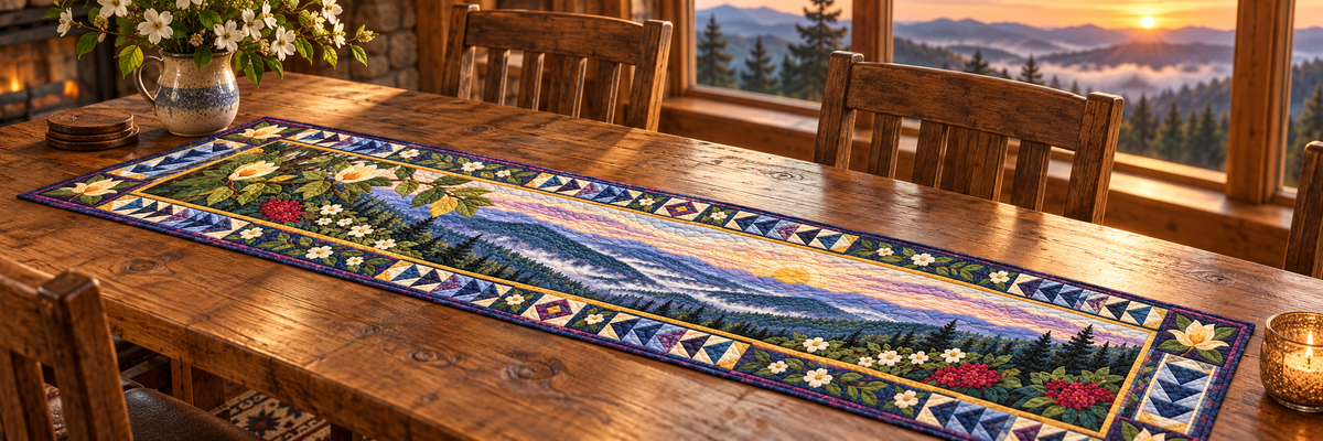 Tennessee Smoky Mountain Layers Quilted Table Runner — Indoor